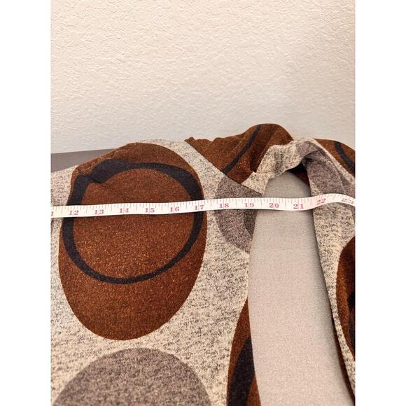 Dressbarn Brown Gray Long Sleeves Tie Front Oval Pattern Casual Dress 10 Retro - Picture 7 of 10